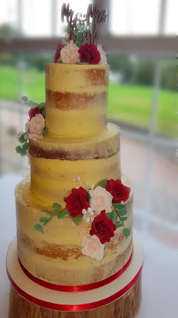 Wedding cake covered in buttercream