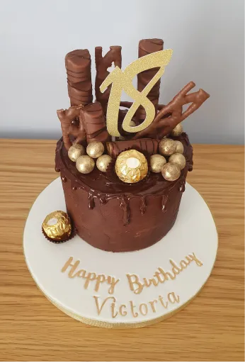 Chocolate drip cake with chocolate decorations